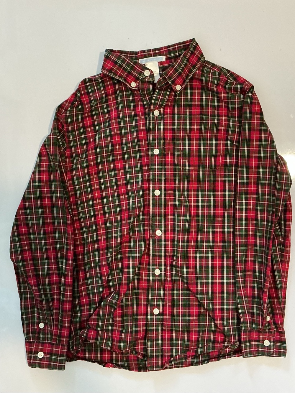 Janie and Jack Boys Red Green Tartan Plaid Button-Down Shirt Size 10